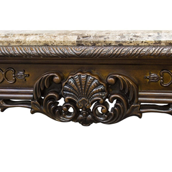 English Elm Solid Cherry Wood End Table with Granite Marble Top Hand Carved Traditional Living Room B011P474465