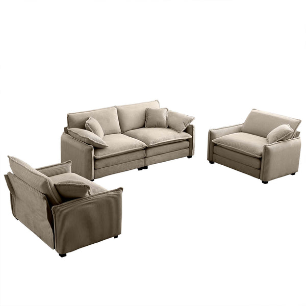 English Elm Luxurious Corduroy Sofa Set With Soft Cushions, Ideal For Living Rooms, Clubs, And Home Theaters W714S00705