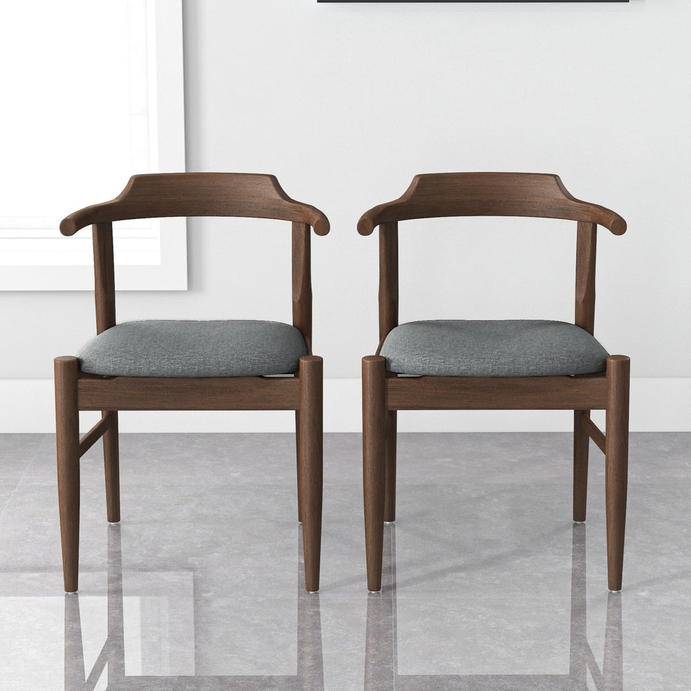 English Elm Ashcroft Furniture - Daisy Mid-Century Modern Gray Fabric Dining Chairs Set of 2 — Solid Wood Frame, Foam Cushion Comfort B183P231867