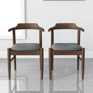 English Elm Ashcroft Furniture - Daisy Mid-Century Modern Gray Fabric Dining Chairs Set of 2 — Solid Wood Frame, Foam Cushion Comfort B183P231867