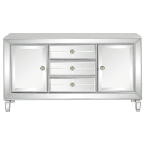 English Elm Gabrielle Silver Mirrored 3-Drawer Accent Cabinet with Two-Tier Display, Bright Reflective Storage Elegance B062P328633
