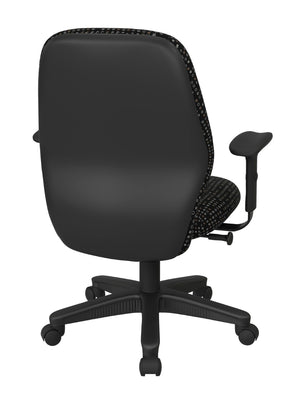 OSP Home Furnishings Mid Back Executive Office Chair with Synchro Tilt Lumbar Support and Padded Pu Arms Onyx 3121-K101