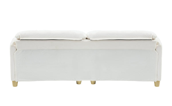 English Elm French Retro Cloud Fabric Double-Seat Sofa — Compact Solid Wood Frame, Sponge Comfort, 500lb Capacity Beige W1658S00118