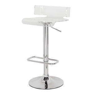 English Elm Clear Acrylic Swivel Stool with Chrome Base, Adjustable Height, 360° Rotation, Footrest & Modern Support B062P181303