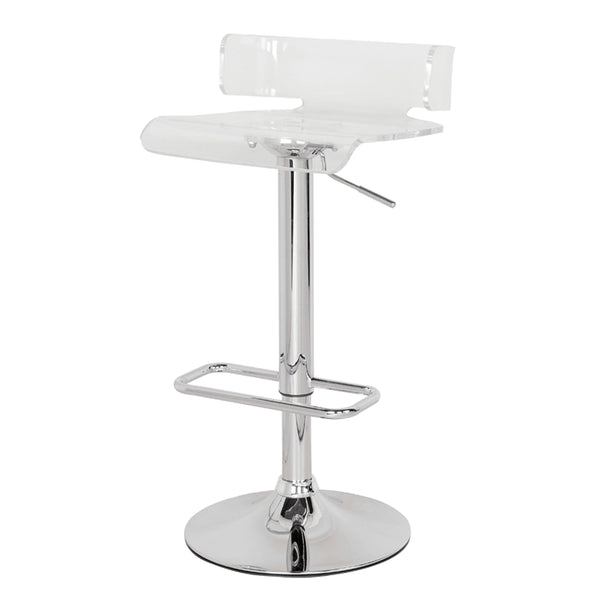 English Elm Clear Acrylic Swivel Stool with Chrome Base, Adjustable Height, 360° Rotation, Footrest & Modern Support B062P181303