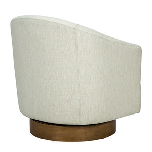 English Elm Upholstered Swivel Chair Camel Oak Base, Cream Polypropylene Fabric, 300 lb Capacity, Foam Seat Cushion B035P203225