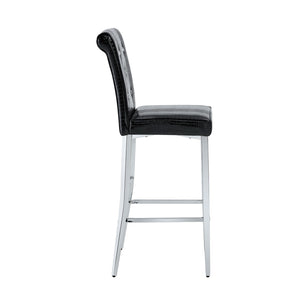 English Elm Modern Tempered Glass Pub Table Set Chrome X-base Stools for Kitchen or Home Bar W3875S00035