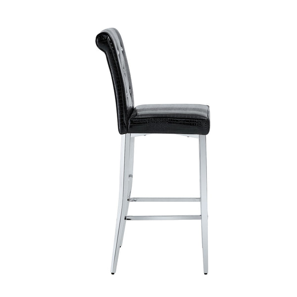 English Elm Modern Tempered Glass Pub Table Set Chrome X-base Stools for Kitchen or Home Bar W3875S00035
