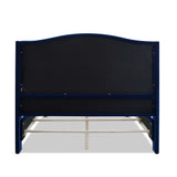 English Elm Marcella Upholstered Shelter Headboard Bed Set, Queen, Navy Blue Velvet