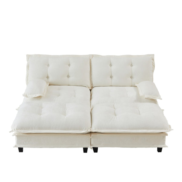 English Elm 77" Chenille Modular Cloud Sofa Plush Deep Seat Sectional with Ottomans for Living Room Beige W714S01676