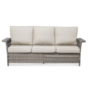 English Elm Outdoor Handwoven Pe Wicker Ottoman Set Patio Footrests with Weather Resistant Cushions Beige T3773P416504