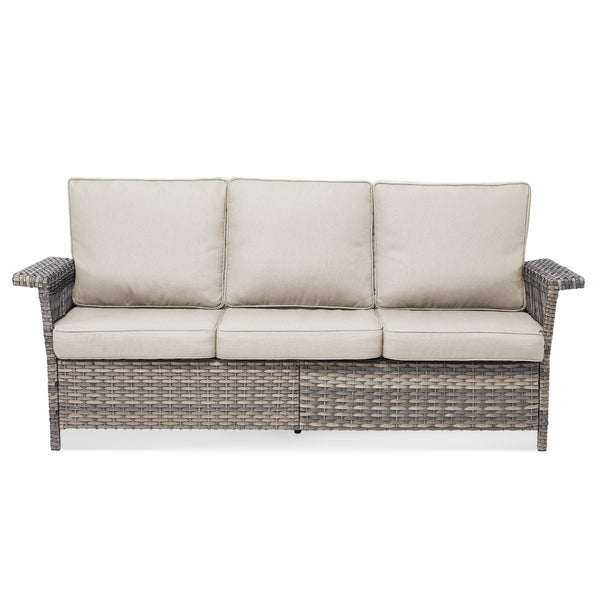 English Elm Outdoor Handwoven Pe Wicker Ottoman Set Patio Footrests with Weather Resistant Cushions Beige T3773P416504