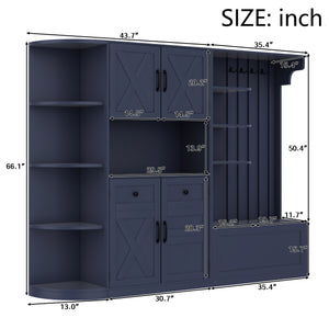 English Elm Multifunctional Hall Cabinet – Stylish 2-In-1 Storage Solution With Hooks For Entryway & Living Room W1580S00187