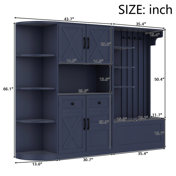 English Elm Multifunctional Hall Cabinet – Stylish 2-In-1 Storage Solution With Hooks For Entryway & Living Room W1580S00187