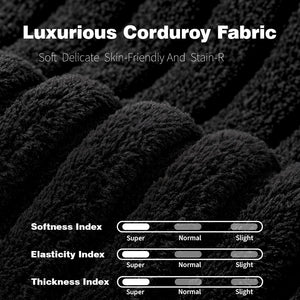 English Elm 108" Cloud Sectional Couch Modular L-Shape Chaise, Plush Corduroy Upholstered Sofa with Deep Seat Black W3361S00001