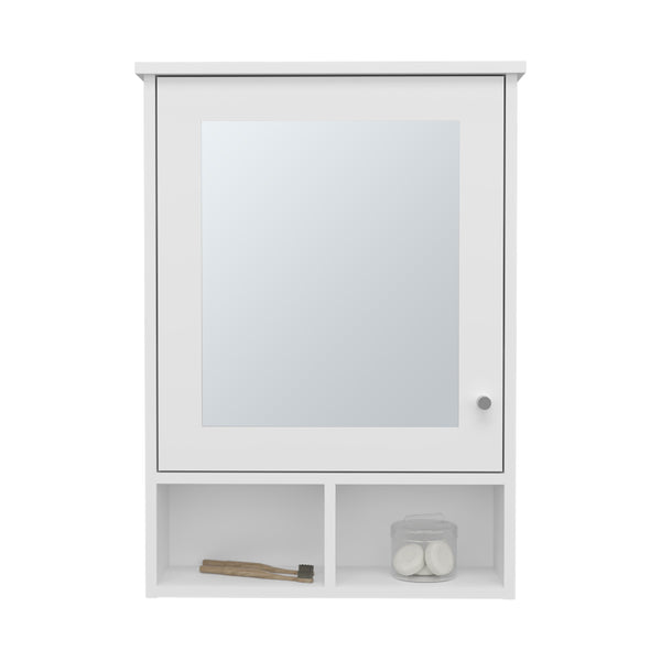 English Elm Medicine Cabinet Gibson White - Mirrored Door, 3 Hidden Shelves + 2 Open Shelves, Space-Saving Design B092P238757