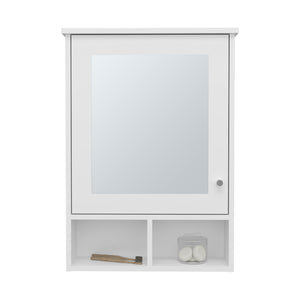 English Elm Medicine Cabinet Gibson White — Mirrored Door, 3 Hidden Shelves + 2 Open Shelves, Space-Saving Bath Storage (34.65x23.23x4.72) B092P238757