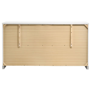 English Elm Dulcey High-Gloss Six-Drawer Dresser with Sleek Metal Accents and Spacious Storage for Bedrooms Gloss White B062P378384
