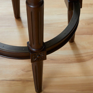 English Elm 31in. Swivel Barstool Faux Leather Seat Nailhead Trim Carved Walnut Frame Kitchen Bar B2751P436435