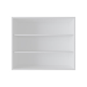 English Elm Chinle Minimalist Wall Cabinet with 3 Open Melamine Shelves for Kitchen Organization and Display White 37 L x 30.8 W x 3.5 H B128P244991