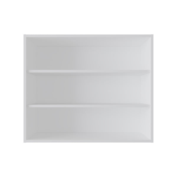 English Elm Chinle Minimalist Wall Cabinet with 3 Open Melamine Shelves for Kitchen Organization and Display White 37 L x 30.8 W x 3.5 H B128P244991