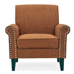 English Elm Barnet Upholstered Accent Chair with Nailhead Trim and Tapered Wood Legs for Living Rooms B127P495067