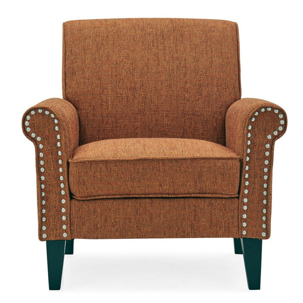 English Elm Barnet Upholstered Accent Chair with Nailhead Trim and Tapered Wood Legs for Living Rooms B127P495067