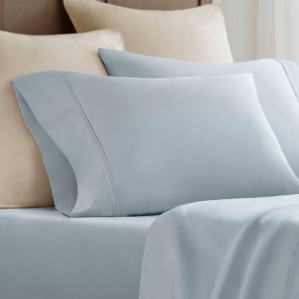 English Elm 4 Luxurious California King Sateen Sheet Set - 100% Egyptian Cotton, Deep Pocket, Elegant Blue Color B035P381322
