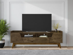 English Elm Marcus 71" TV Stand with Soft-Close Doors, Cable Management, Solid Pine Legs, 70" TV Ready Rustic Brown B365P397908