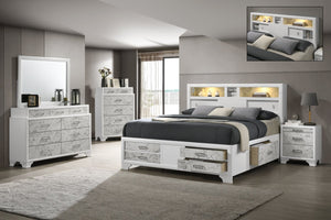 English Elm Soul Modern 5Pc King Bedroom Set - Chic White Wood, Usb Charging, Bluetooth Speakers & Ample Storage B009S01770-GIGA