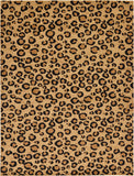 Unique Loom Wildlife Leopard Machine Made Animal Print Rug Light Brown, Black/Light Brown/Tan 9' 0" x 12' 0"