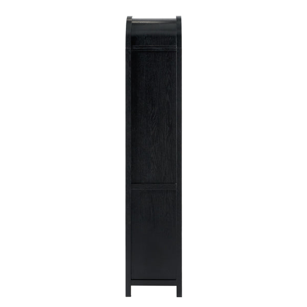Chantelle Modern Arched Bookcase with Statement Wood Cabinet Pulls Black WECHA41OS2BL0 Walker Edison