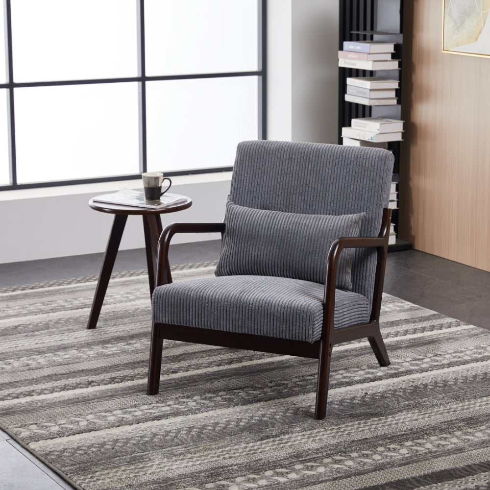 English Elm Mid-Century Accent Chair & Walnut Coffee Table Set - Vintage Elegance For Living Room & Bedroom Use W2989P362782