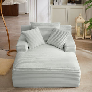 English Elm Oversized Corduroy Chaise Lounge Fully Assembled Modern Sleeper for Living Room or Office Light Grey W2339P263156