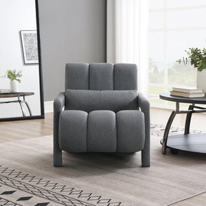 English Elm Modern Upholstered accent chair with plush linen cushioning and pillow — compact, stylish seating for living spaces DARK GREY W2671P192566