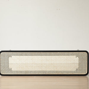 English Elm Modern Solid Oak Rattan Bench in Black for Entryway, Dining or End of Bed – Breathable Handwoven Seat W1283P289377