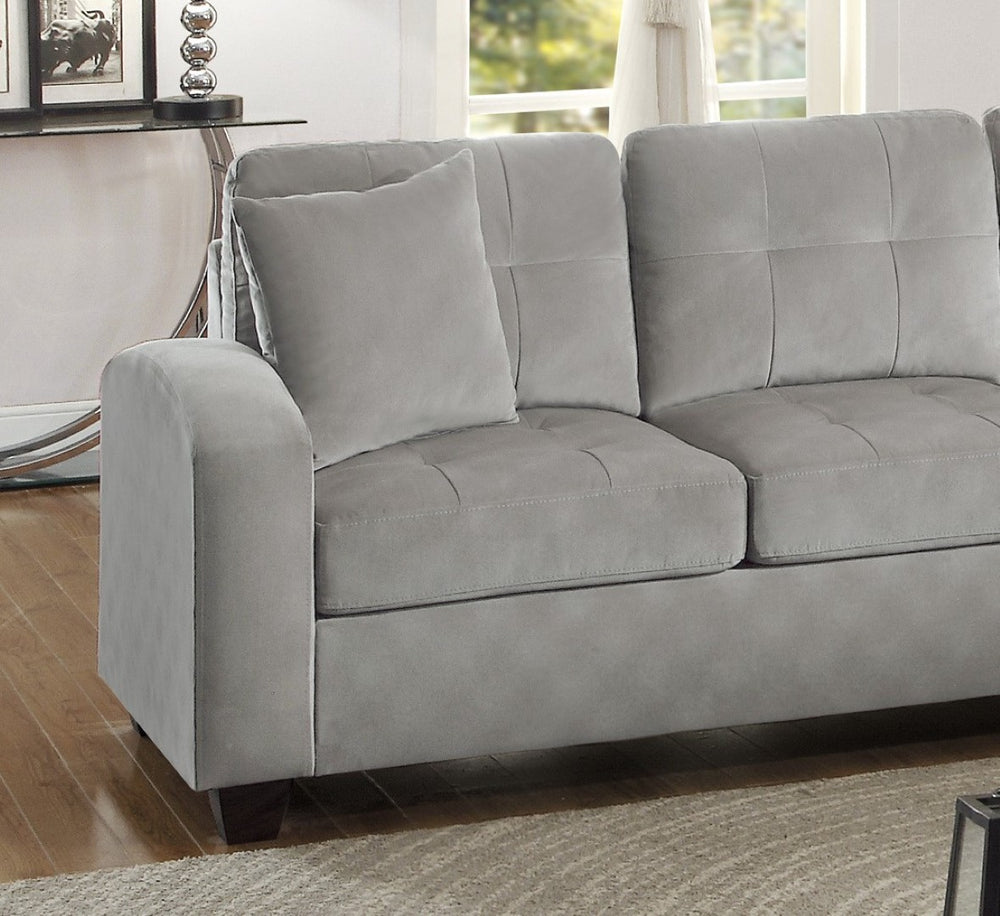 English Elm 2-piece Tufted Microfiber Sectional Reversible Chaise Pocket Coil Modern Living Room Taupe B011S01324