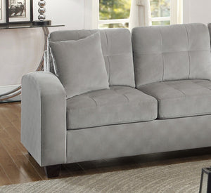 English Elm 2-piece Tufted Microfiber Sectional Reversible Chaise Pocket Coil Modern Living Room Taupe B011S01324