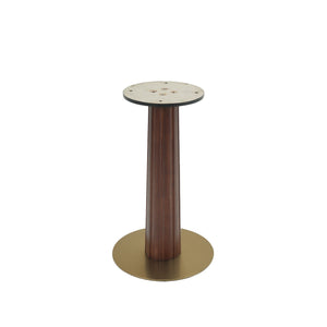 English Elm Modern Round Dining Table, 33.5" Sintered Stone Top With Wooden Legs & Gold Base For Compact Spaces W1535S00600