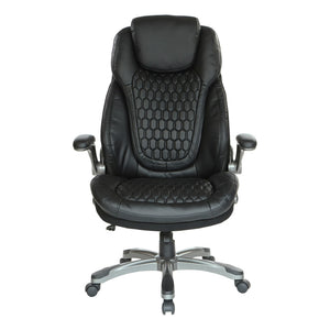 OSP Home Furnishings Bonded Leather Executive Office Chair with Lumbar Support and Ergonomic Adjustable Seat Titanium ECH620867-EC3