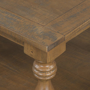 English Elm U_Style Vintage Coffee Table With Artistic Vase Legs & Luxurious Pine Veneer For Timeless Elegance N711P256967D-GIGA