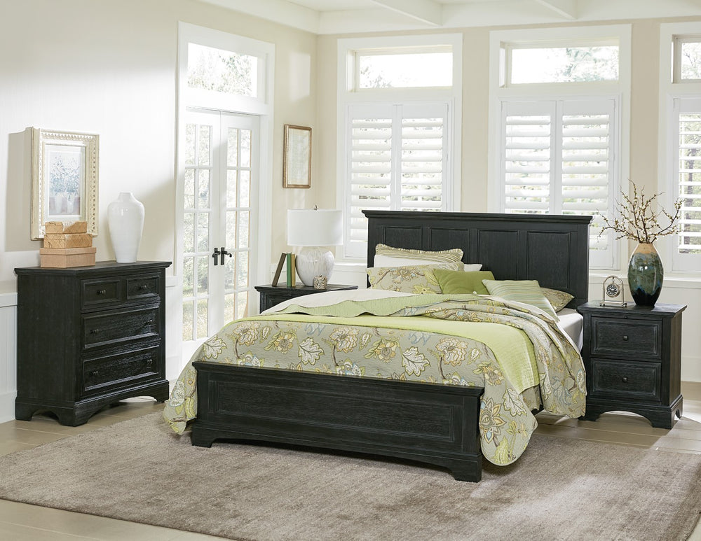 OSP Home Furnishings Farmhouse Basics King Bedroom Set Rustic Black