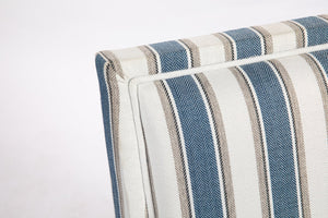English Elm Upholstered Vintage Armchair with Striped Linen Look, Nailhead Trim, High-Density Foam Comfort Blue W2530P174775