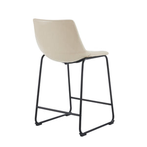 English Elm Christopher Knight Home® - (Set of 2) Vintage Cream & Black Counter Stools with Thick Cushion, Iron Sled Legs, Footrest — 24" Comfort N780P170743C