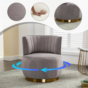 English Elm 360 Swivel Barrel Chair Plush Velvet Accent Sofa with High-Density Foam, Sturdy Frame, 300lb Capacity for Living Room Gray W395102772