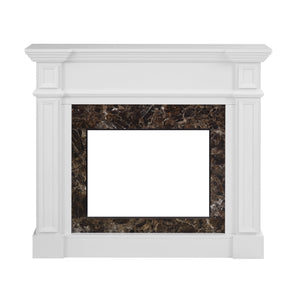 English Elm Only Mantel Smooth-Textured Electric Fireplace Surround with 3D Flame Effect, Detailed Trim, Compact Elegance White W1758P213500