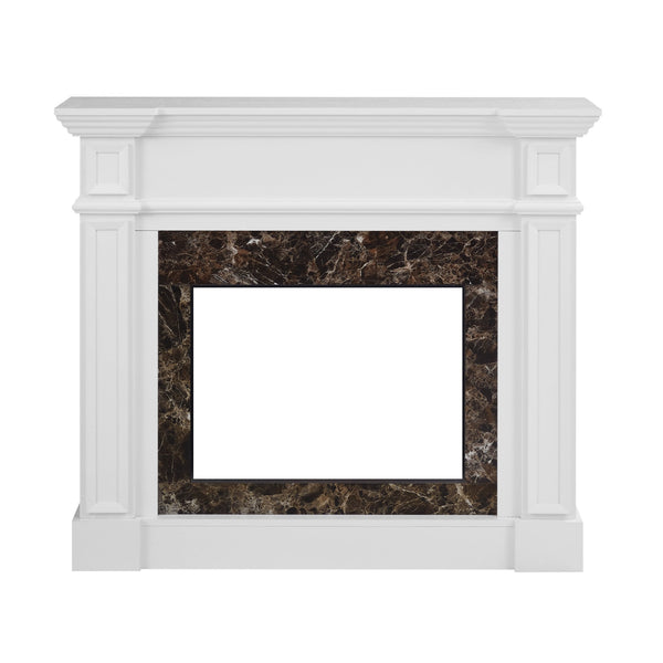 English Elm Only Mantel Smooth-Textured Electric Fireplace Surround with 3D Flame Effect, Detailed Trim, Compact Elegance White W1758P213500
