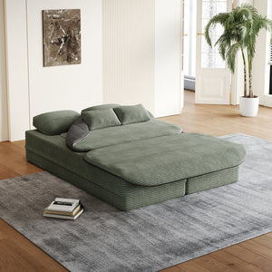 English Elm 75''2-In-1 Foldable Sofa Bed, Cozy Corduroy Lounge Chair With Blanket & Pillows For Versatile Relaxation W834P317048