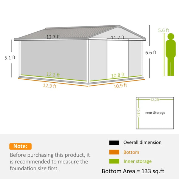 English Elm Durable Galvanized Steel Outdoor Storage Shed with Lockable Doors and Weather Resistance T3971S00223