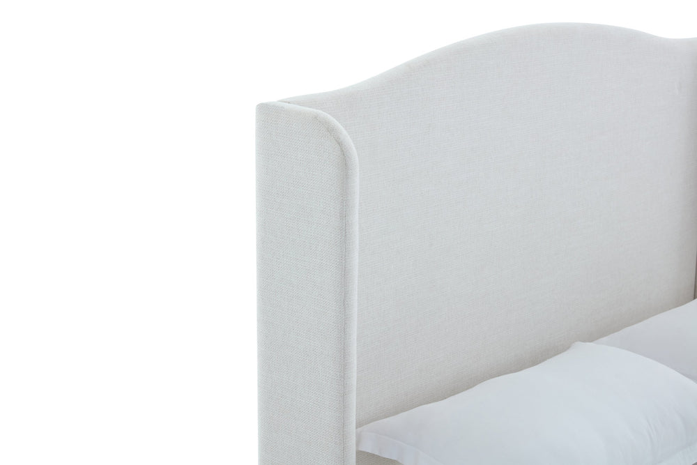 English Elm Hannah Tall 54" Upholstered Wingback King Bed – Ivory Textured Chenille, Walnut Feet, No Box Spring B083P235518